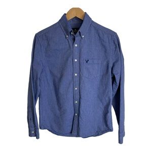 American Eagle Men's Blue‎ Classic Fit Button Up Oxford Shirt Size Medium